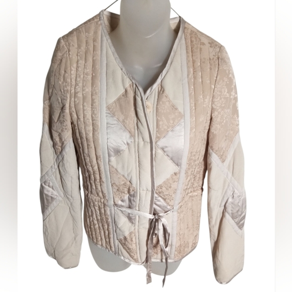 Rebecca Taylor Silk Peplum Jacket Blush Nude Feminine Bomber  Utility Size 4 - Picture 3 of 9